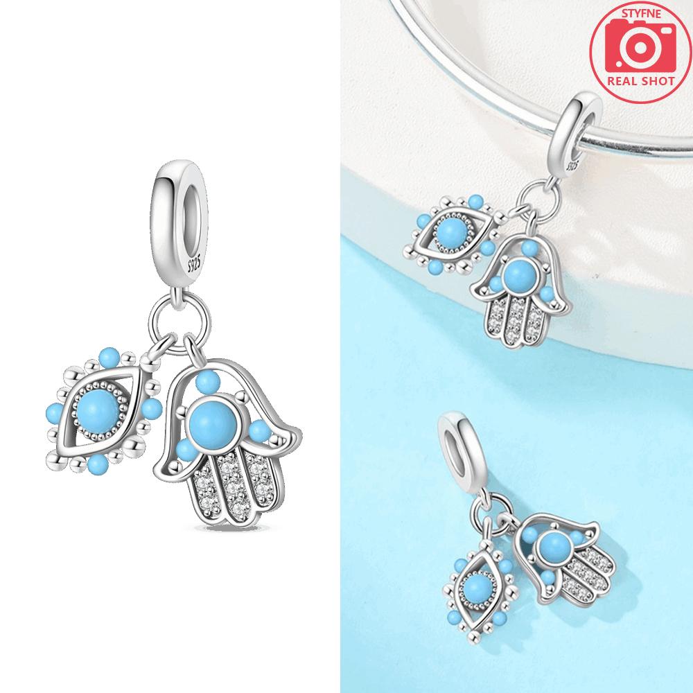 Original Copper Blue Guardian Pendant Demon Eye Skull Prayer Charms Bead Fit Bracelet Women Jewelry Diy Gift Accessory