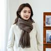 Winter wool simple and versatile scarf solid color women's autumn and winter warm fashion temperament wool shawl