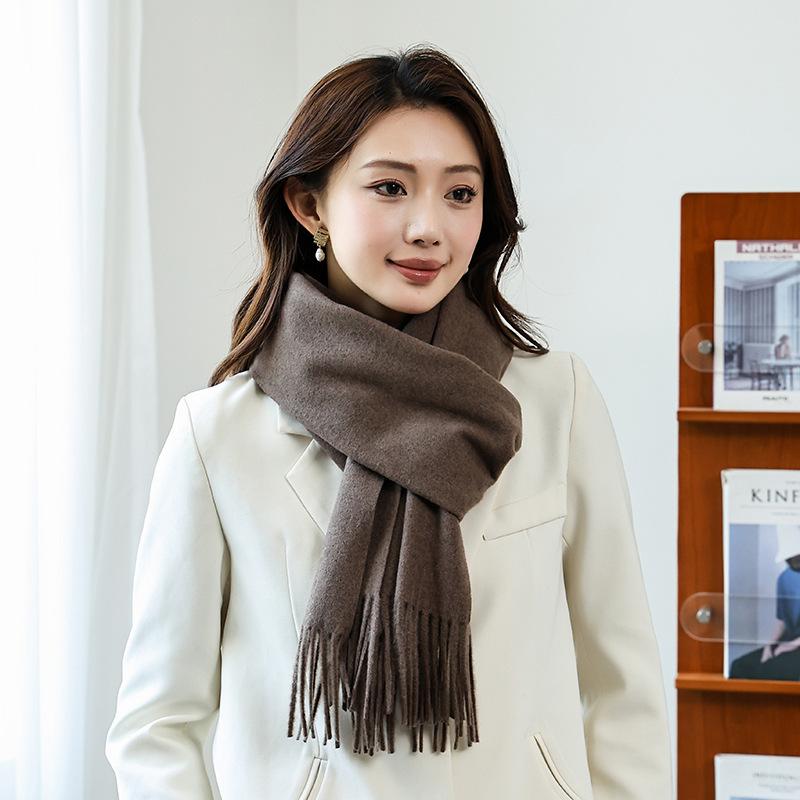 Winter wool simple and versatile scarf solid color women's autumn and winter warm fashion temperament wool shawl