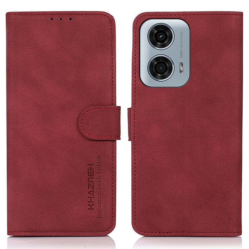 KHAZNEH Für Motorola Moto G24 Power Stoßfeste Lederhülle Brieftasche Ständer Abdeckung