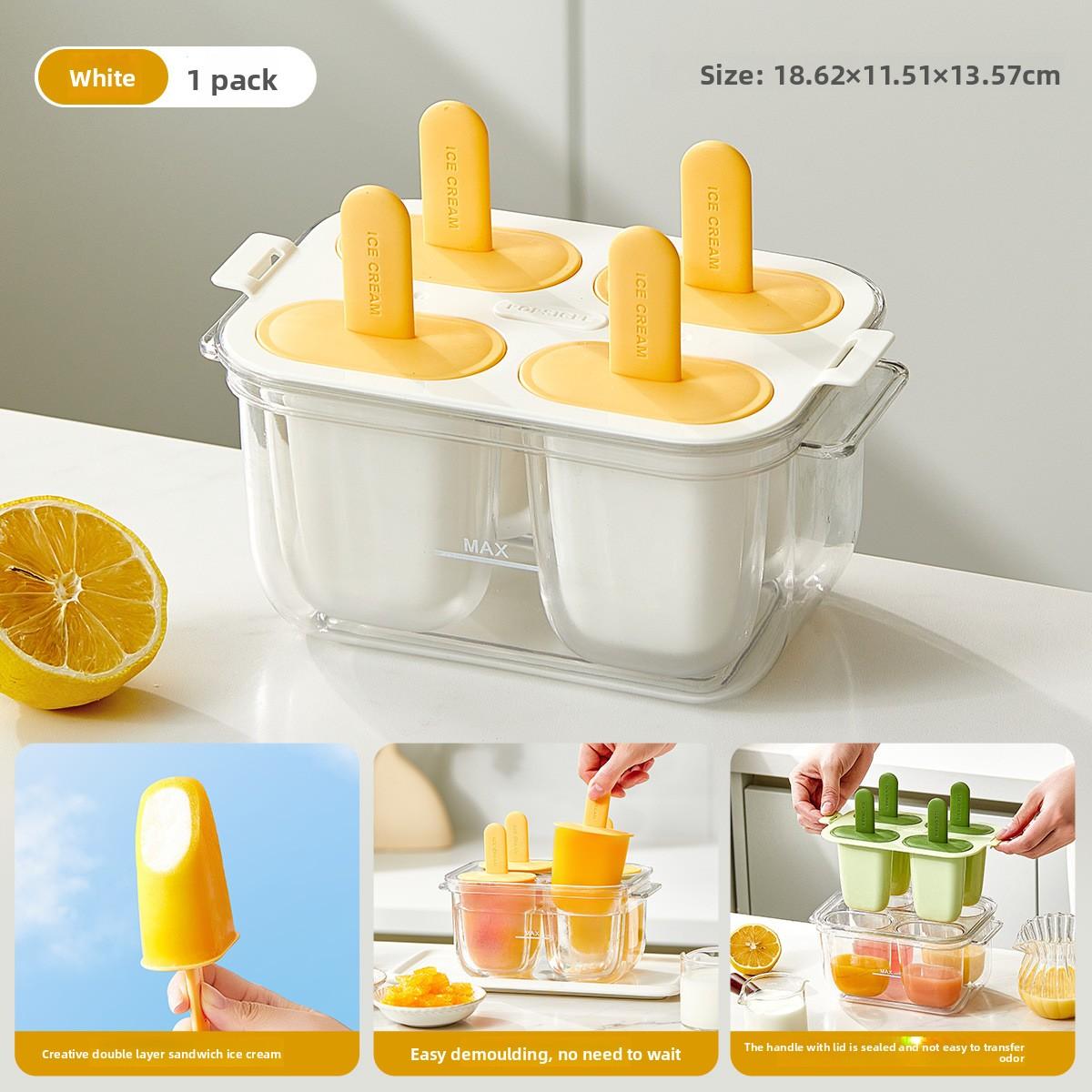 

Double-Layer Household Food-Grade Ice Tray and Ice Lolly Mould белый/жёлтый