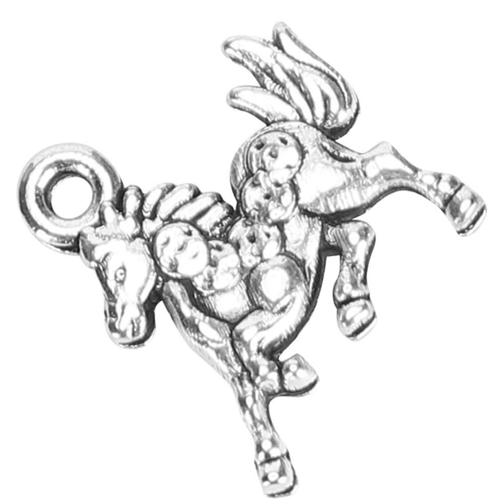 100pcs Vintage Alloy Pendant Silver Horse Keychain Pendant DIY Jewelry Supplies  Necklace Making