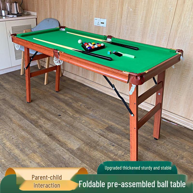 Foldable 2-in-1 Kids Pool & Ping Pong Table - Indoor American Black Eight Style
