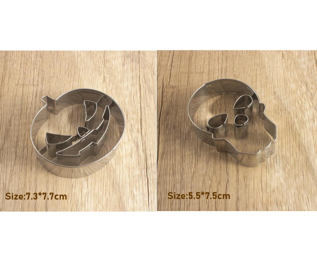 Halloweenská forma na sušenky Forma na sušenky s cukrovou polevou Nerezová forma na vykrajování sušenek Lebka Dýně Forma na dort Pečicí náčiní