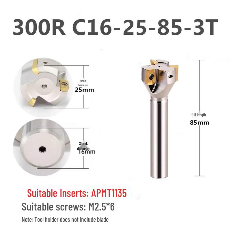 KM12 Right-Angle Milling Arbor with R0.8 Cutter Head, C20 Straight Shank, and C16 R5 Head for Turret Milling Machine