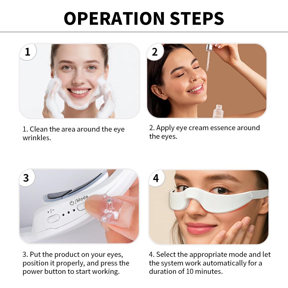 3D Glasses Style Eye Massager Microcurrent & Red Light Therapy Under Eye Lifting Massager for Dark Circles bPuffiness Wrinkles Rechargeable Portable