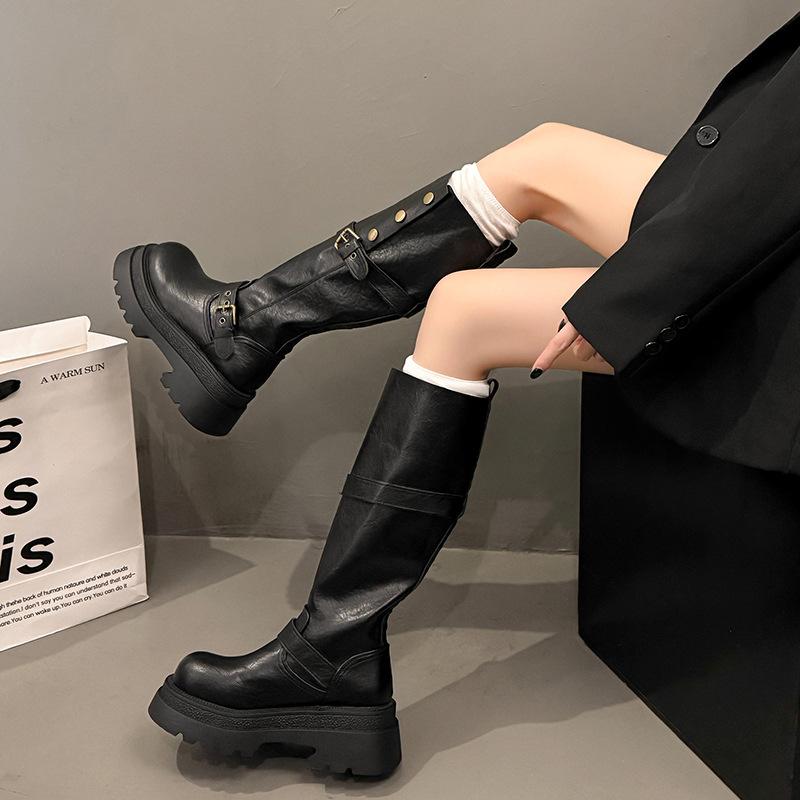 Maillard Brown Boots Women's 2025 Autumn and Winter New Fat Mm Thick Legs Heightening Knight Boots Small Tall Boots