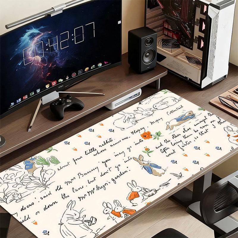 Peter Rabbit Mouse Pad, Large Gaming Desk Mat, Non-slip XXL Mousepad for Laptop & Tablet, Mini PC Playmat with Stitched Edges