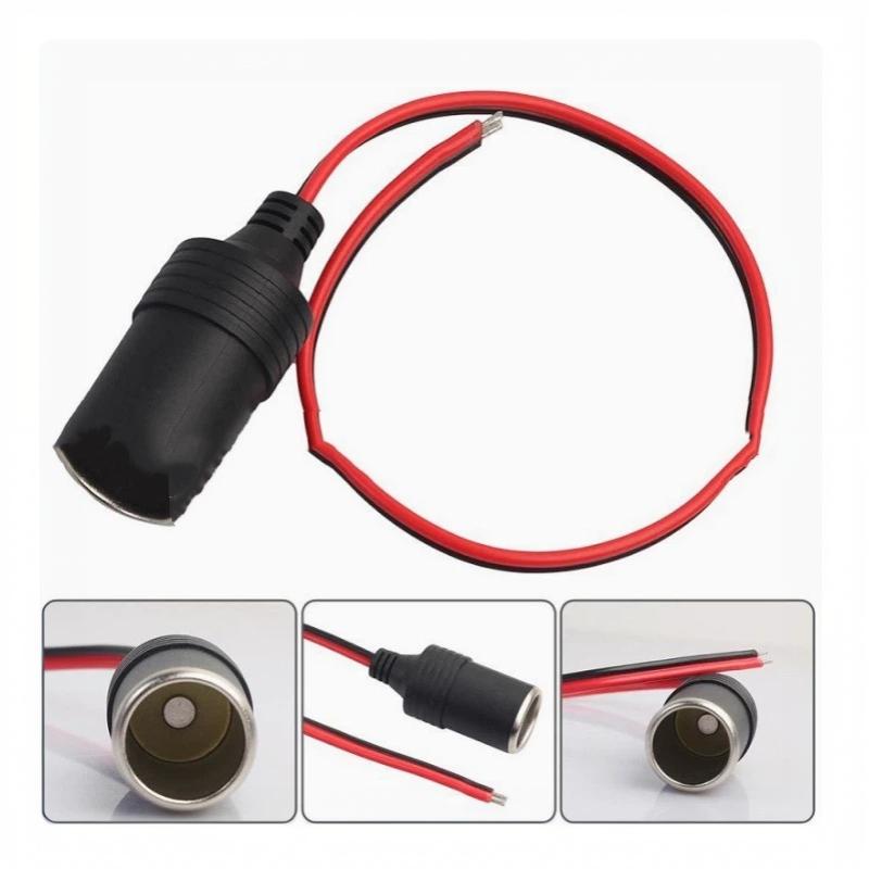 1Pcs Connector Adapter Cable Fuse Medium Mini Micro 32V Metal Car Cigarette Lighter Charger Cable Female Socket Plug