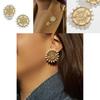 Elegant Round Pearl Stud Earrings For Women With Antique Metal Charm