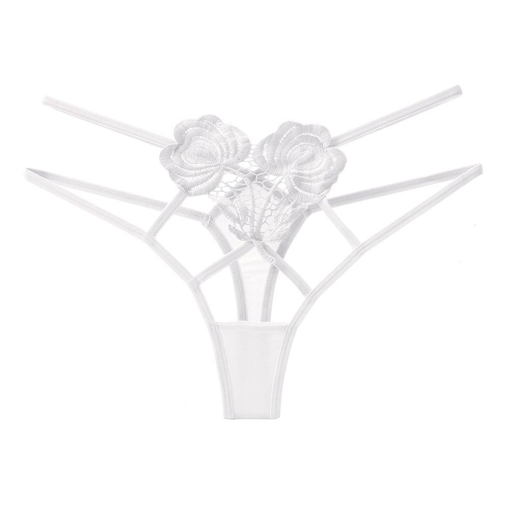 Bundled Design Thong Female Sexy Water-soluble Flower Hollow Mesh Interwoven Thin Belt Seductive Mood Panties 2298