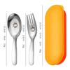 410 Stainless Steel Spoon Fork Set Rabbit Short Handle Cutlery Set Storage Case Portable Kids Tableware