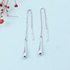 1 Pair Drop Earrings Long Tassel Teardrop Pendant Artificial Silver Chain Threader Dangle Earrings for Party