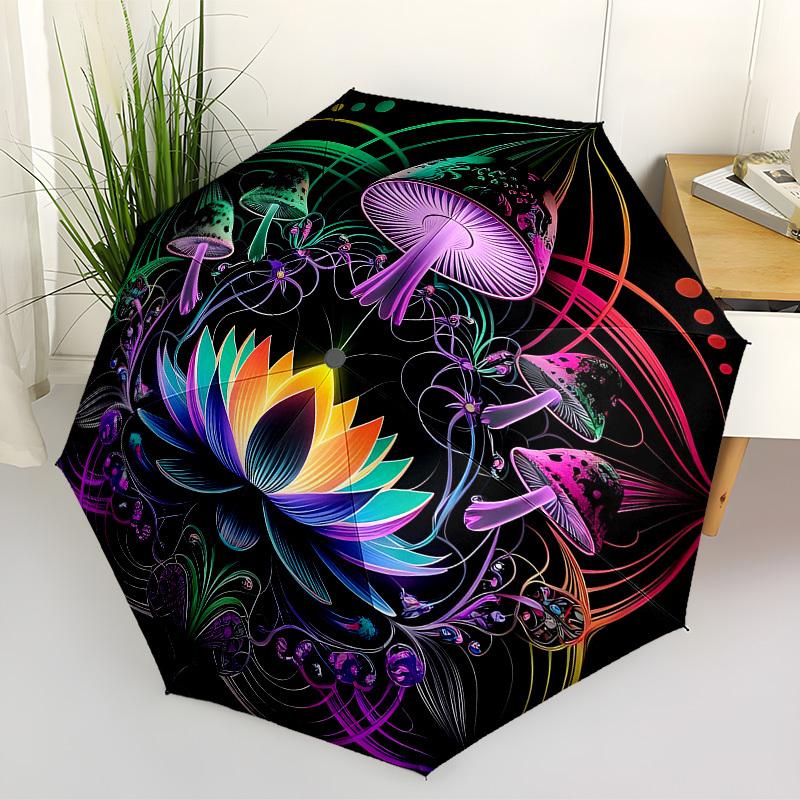 

1pc Mushroom Mandala Automatic Open/Close Umbrella, Folding Compact Umbrella with Lightweight Design for Women/Men yy251028146