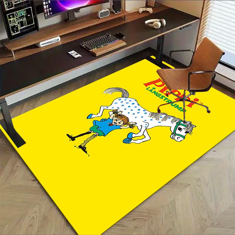 1PC Pippi Langstrump Horse Extra Large Non Slip Floor Carpet, Office, Family, Bedroom, Studio Large Area Rug Indoor Rugs