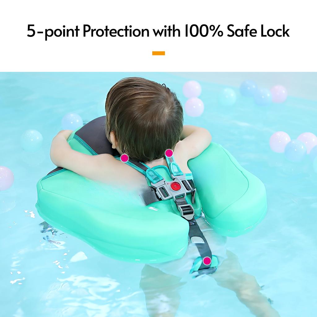 Non-Inflatable Baby Float with Canopy Infant Lying Swimming Ring Pool Swim Trainer for 3-24 Months Baby