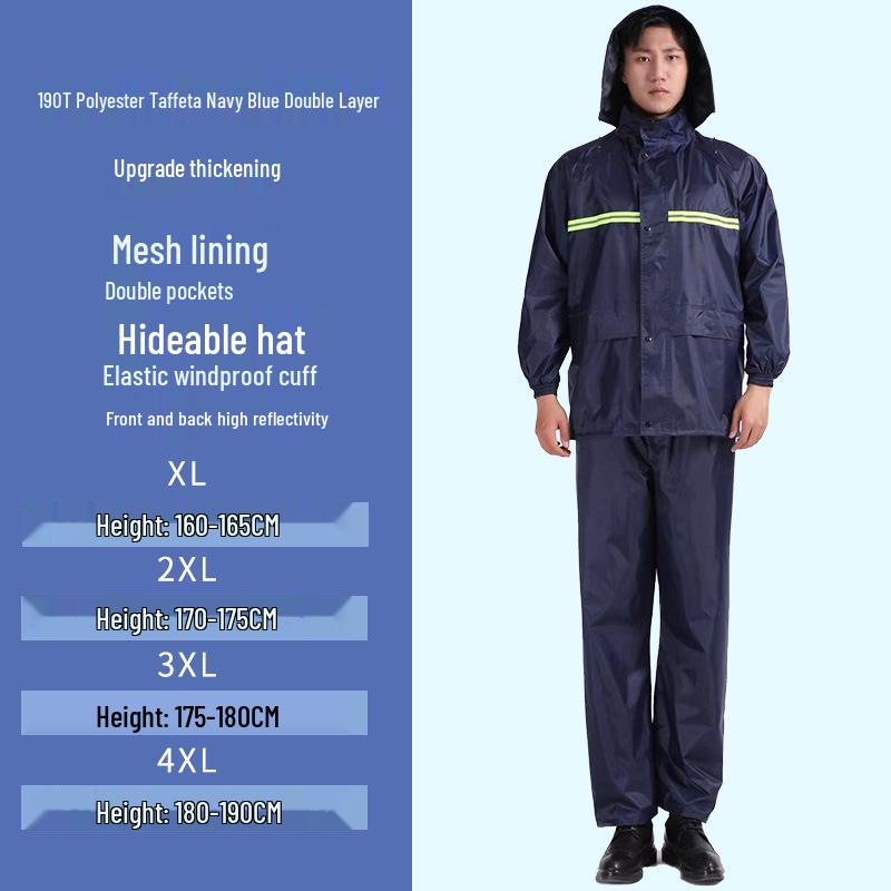 Shangqiu Reflective Raincoat & Pants Set - Waterproof, Durable, Full-Body Protection for Motorcycle Riding, Flood Control, and Labor Safety.