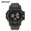 SANDA Women's Trendy LED Dual Display Waterproof Watch with Hourly Chime