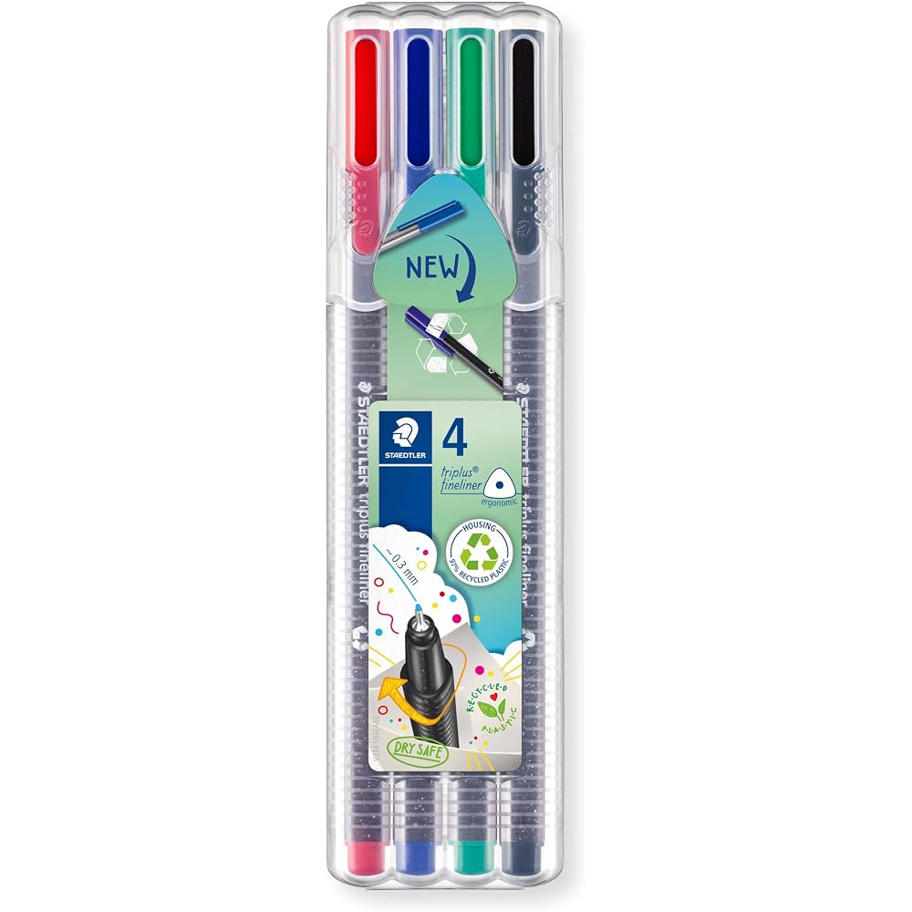 STAEDTLER (STAEDTLER) Water-based Pen Plus 0.3 mm Triangular Shaft 4 Colors 334 SB4