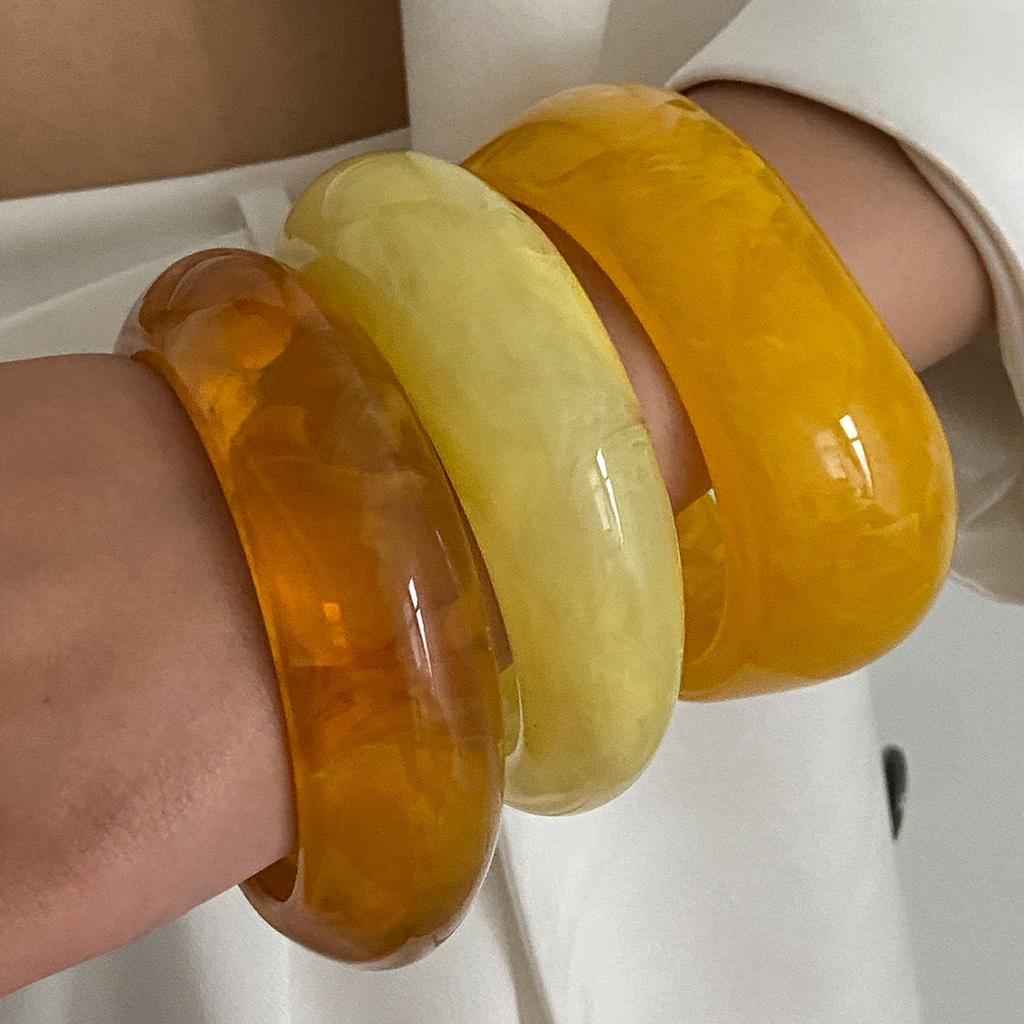 SHIXIN New Fashion Orange Yellow Resin Acrylic Thick Bangle Bracelets for Women Punk Irregular Large Wide Bangle Lady Jewelry