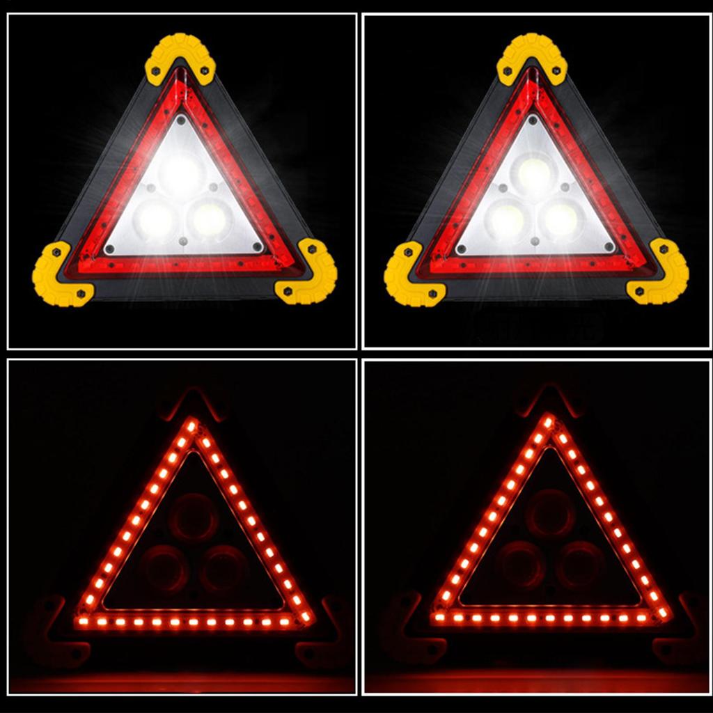 Luce LED Triangolare Pieghevole Lampada di Emergenza Impermeabile per Auto Segnalatore di Sicurezza Ricaricabile per Auto Camion Guasto Stradale