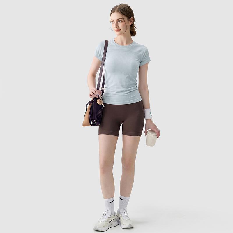 Summer Yoga Clothing Sports Short Sleeve Women's Breathable Shirt Running Pilates Riding Training Sports Top Set