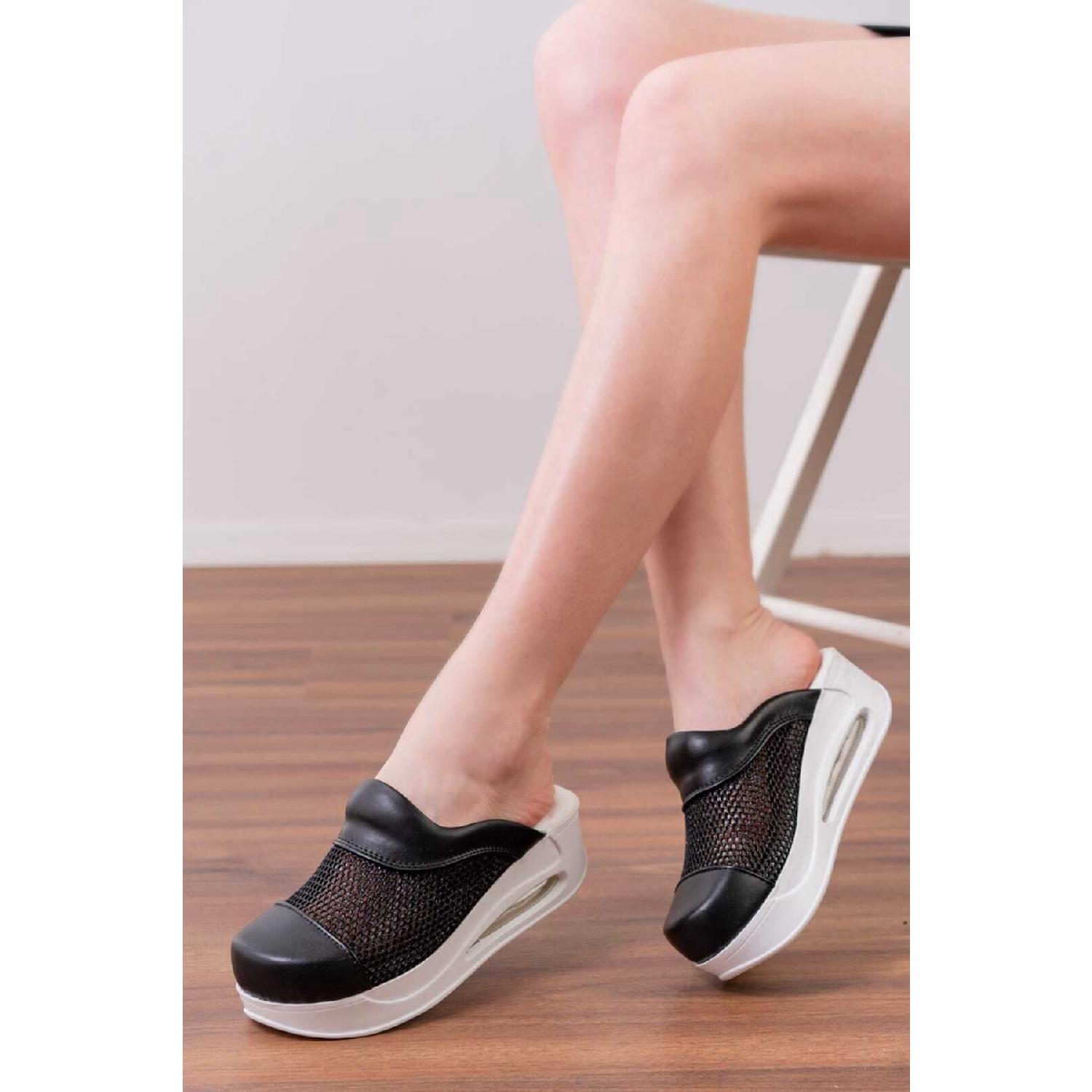 

Design Mesh Black Flat Women s Orthopedic Anatomical Doctor, Nurse, Beauty Center Sabo Slippers