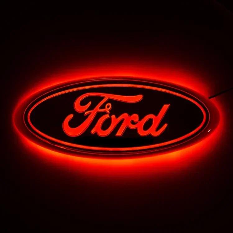 

Автомобільна наклейка Ford LED Логотип-наклейка для Ford Explorer F150 F250 Focus Mondeo Передній значок Задні наклейки Стилізація автомобіля Задній емблема 14.5X5.6cm червоний