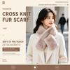 Soft Plush Faux Rabbit Fur Scarf Thickened Neck Warmer Scarf New Cross Scarf  Women Girl