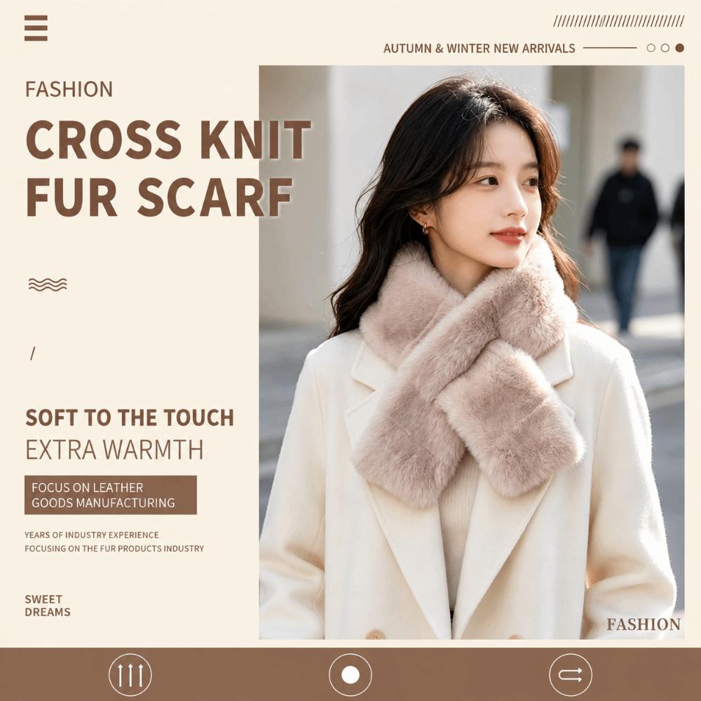 Soft Plush Faux Rabbit Fur Scarf Thickened Neck Warmer Scarf New Cross Scarf Women Girl