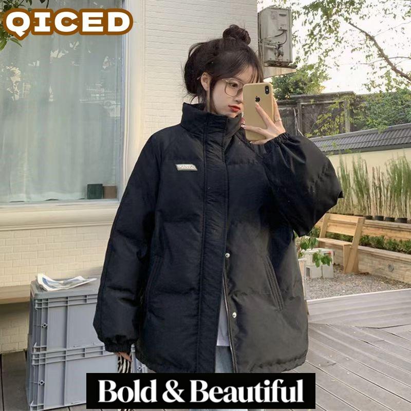 QICED Dam Mode Casual Höst Vinter Enfärgad Tryck Långärmad Jackor & Kappor Dunjackor