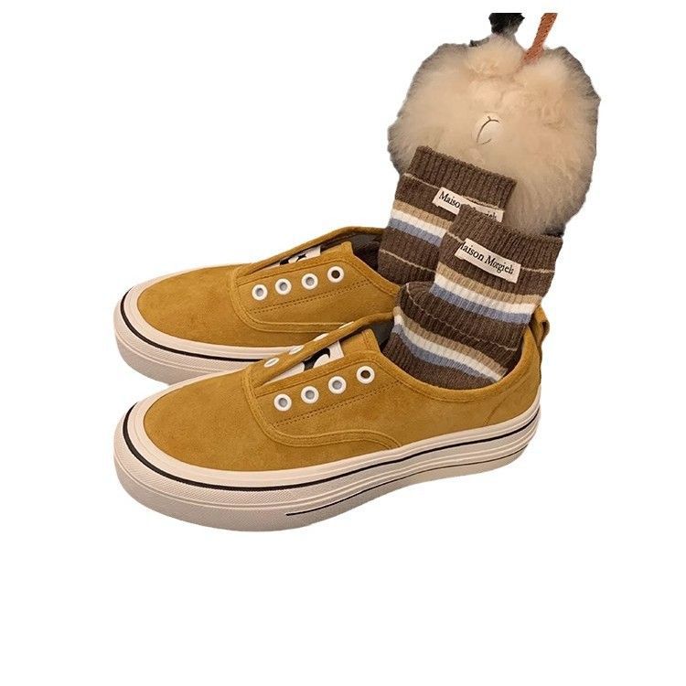One-pedal Round Head Thick-soled Versatile Casual Board Shoes Versatile Breathable Thick-soled Canvas Shoes Spring and Autumn 2025 New Models