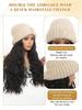 Synthetic Knitted Hat Wig For Women Long Wavy 16inch Black-brown Hair Warm Soft Knitted Autumn Winter Cap Heat Resistant Wig