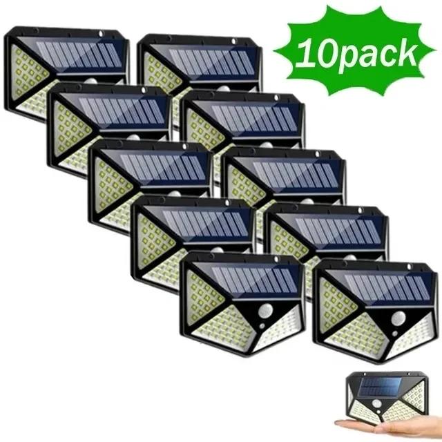 100LED Solar Wall Lamp Outdoor Lampwaterproof Motion Sensor Solar Powered Sunlight Street Lamp Garden Railing Decorative Lamp
