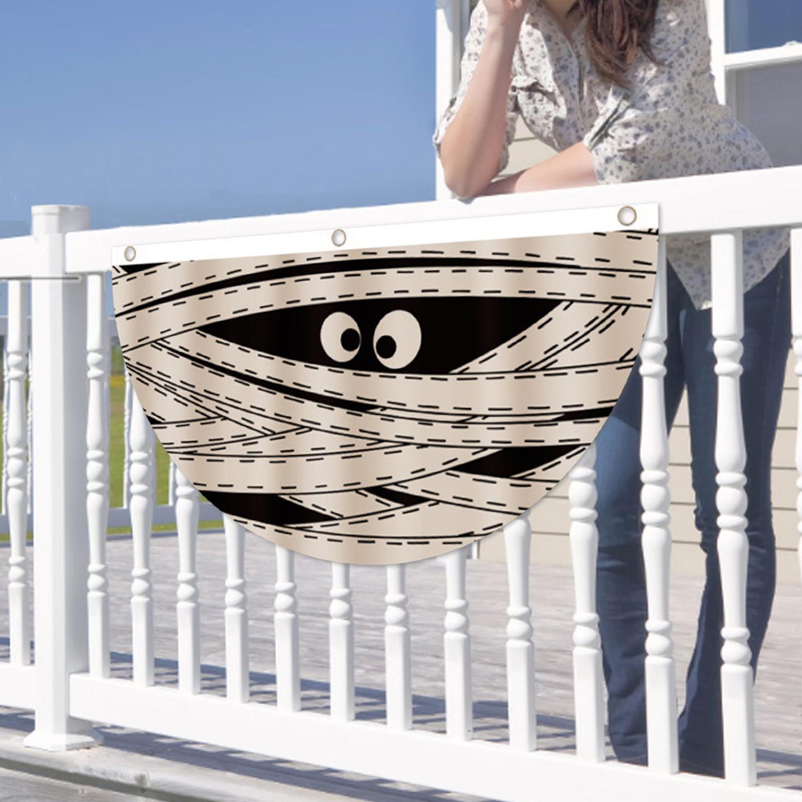 

Украшения на Хэллоуин, реквизит для забора на открытом воздухе, подвесной веер, флаг, украшение для забора One Size белый