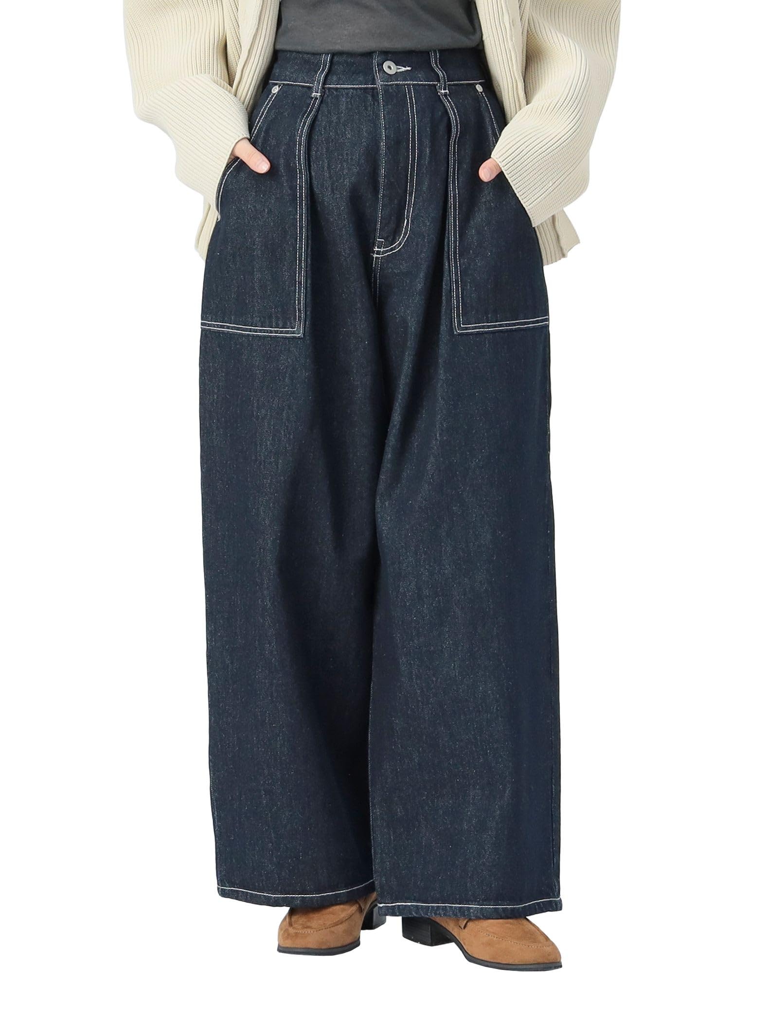 Beams Heart Wide Denim Size S Women s Pants, Indigo,