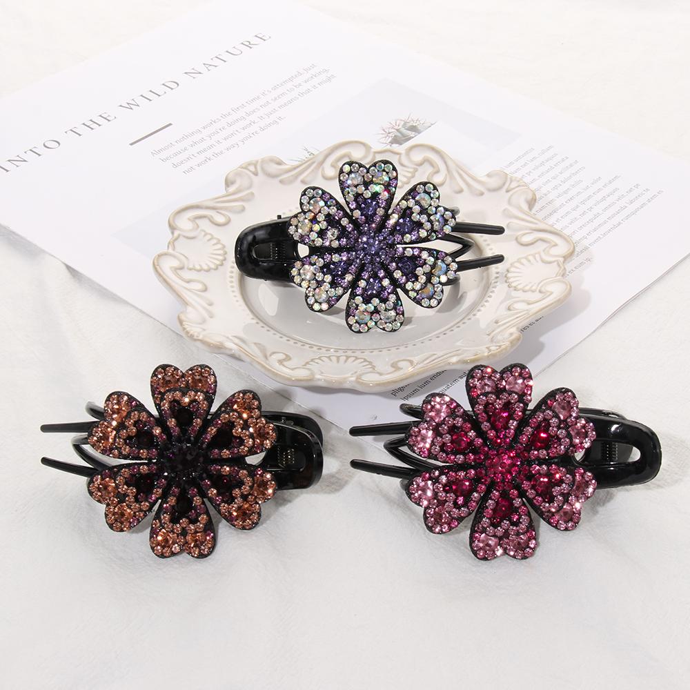 Headwear Flexible Rhinestone Hair Clip Wedding Dovetail Clips Duckbill Hairgrip Crystal Flower