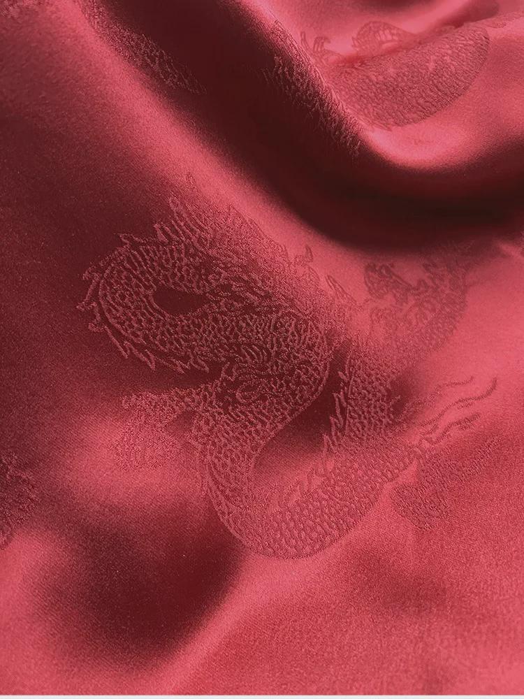 2024 Festive Red Chinese-Style Jacquard Dragon Top for Women