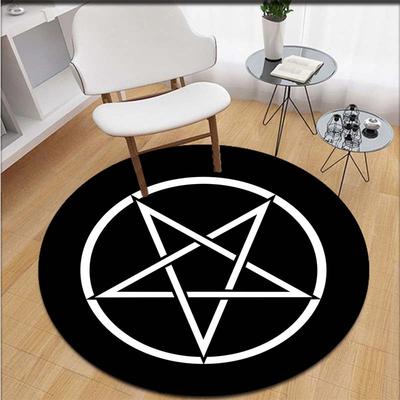 Black Round Five-Pointed Star Carpet Satan Devil Trap Carpet Non-Slip Rug Live Room Floor Ma Bedroom Carpet Home Decorati