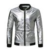 Men Coat Stand-Up Collar Threaded Cuffs Long Sleeve Jacket Coat Golden Stamping Shiny Outerwear Versatile Spring Autumn Casual Wear