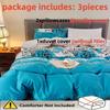 Blue Duvet Cover And Pillowcase 3-Piece Set, Polyester Set/2 Pillowcases/1 Duvet Cover/Student Bed/Double Bed/Full Size Bed/King