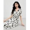 Qiu Shui Yi Ren Women's Puff Sleeve Commuter Dress