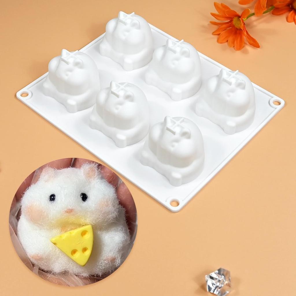 Mostsom 3D Hamster Shape Silicone Mold Cake Baking Molds for Dessert Cake Mousse Heart Shape Molds for Making Handmade Soap Making Chocolate Mould