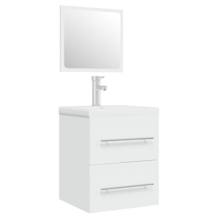 3114163 vidaXL Meuble lavabo avec bassin intégré Blanc Bois d'ingénierie
