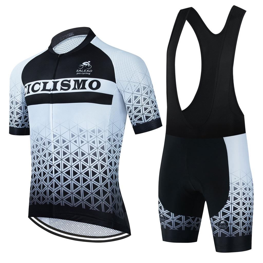 Salexo 2025 Cycling Clothes Summer Men Cycling Jersey Set Triathlon Riding Bike MTB Bib Pants Suit Short Sleeve Cycling Clothing