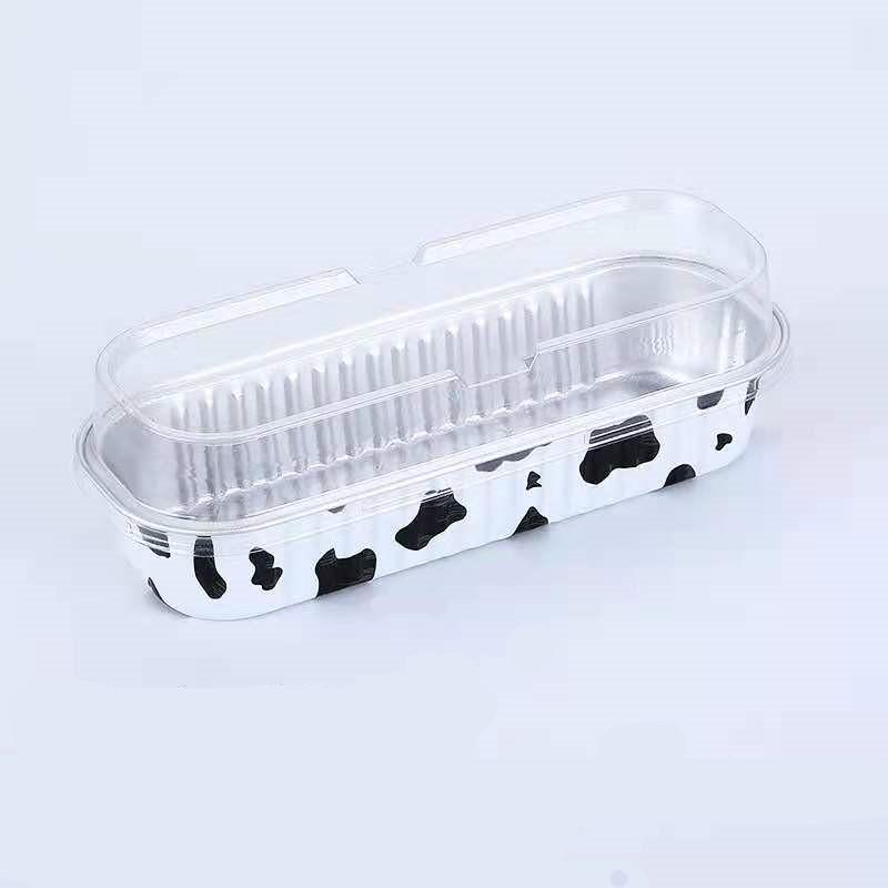 50Pcs Rectangular Baking Cups with Lids 200ml Aluminum Foil Ramekins Pan Dessert Cupcake Containers Wrappers for Party Wedding