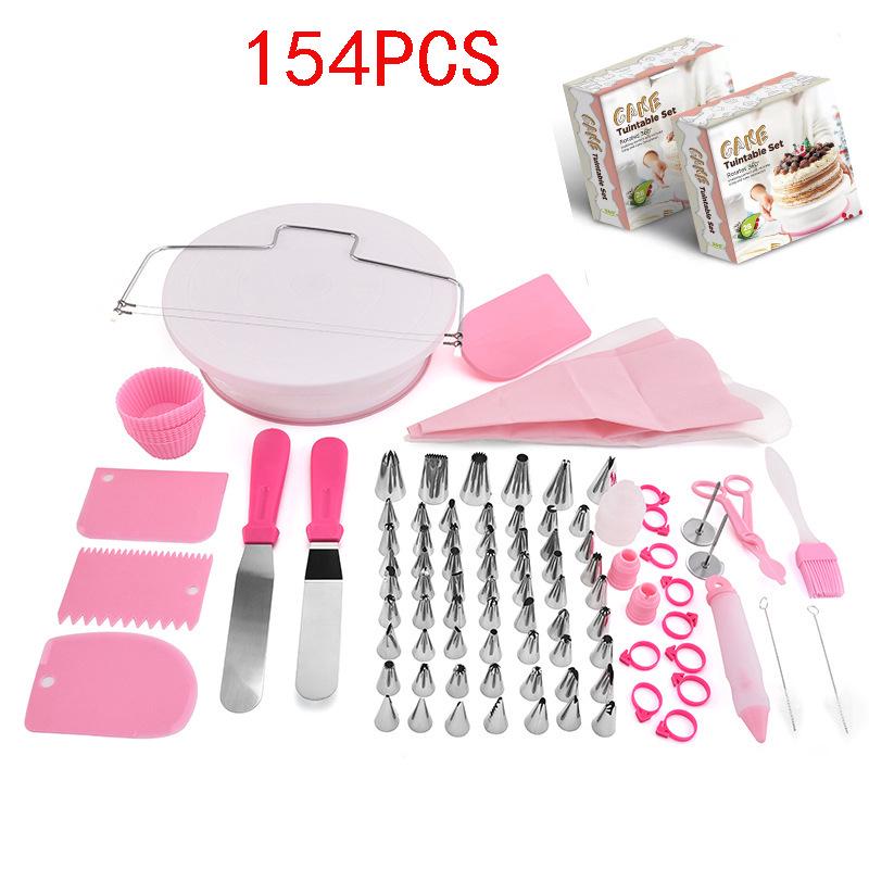 Nordic Baking Set: 137-Piece Home Cake Tools with Piping Bags, Stainless Steel Tips, and Turntable