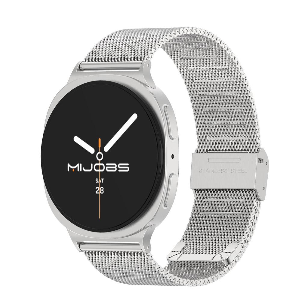Compatible with Samsung Watch8/Ultra: Stainless Steel Milanese Magnetic Strap with Three-Bead Design and Steel End Links.