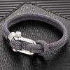 Minimalist Nautical Rope Bracelet Double Strand Stainless Steel U-Shape Shackle Buckle Survival Jewelry for Men Women