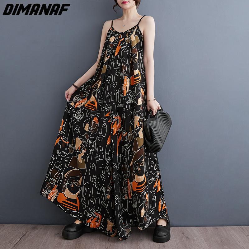 

DIMANAF 2023 Летнее платье-футболка больших размеров Женское расписное свободное платье Винтажные повседневные платья Женские с о-образным вырезом